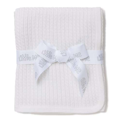 White Cable Knit Receiving Blanket