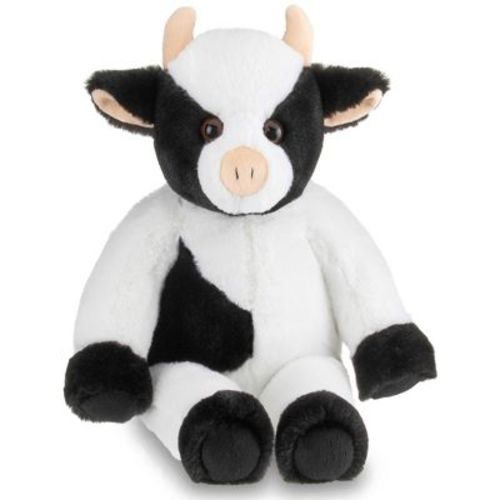 Bearington Cowlin The Cow Plush Toy: 15" Tall Friendly Stuffed Farm Animal, Black & White with Velour Faux-Fur
