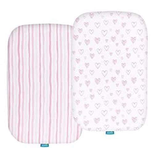 Bassinet Sheets Compatible with Baby Delight Beside Me Dreamer Bassinet, 2 Pack, Ultra Soft Bassinet Sheet for Baby, Pink Print