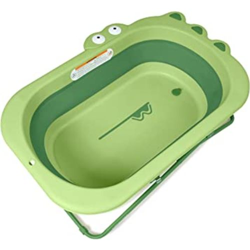 Beberoad Love Collapsible Toddler Bathtub Portable Travel Toddler Tub Foldable Bathtub with Adjustable Height for Toddler 1-3 (Green)