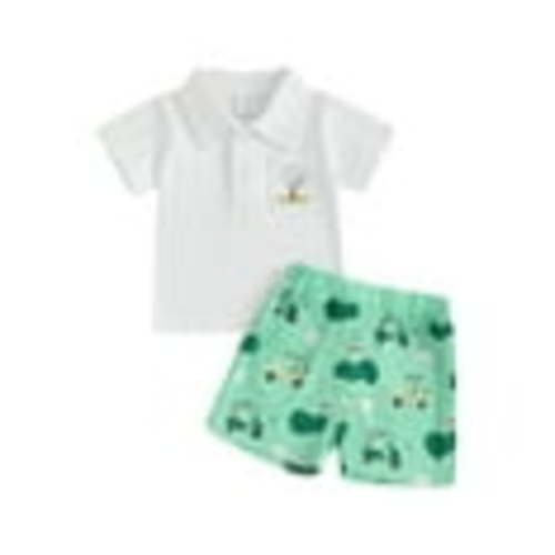 Juaugusep Kids Toddler Baby Boy Golf Clothes Short Sleeve Romper Lapel T Shirt Elastic Waistband Shorts Set 2PCS Outfit