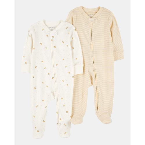 Baby 2-Pack 2-Way Zip Cotton Sleep & Play Pajamas - White/Beige | Carter's