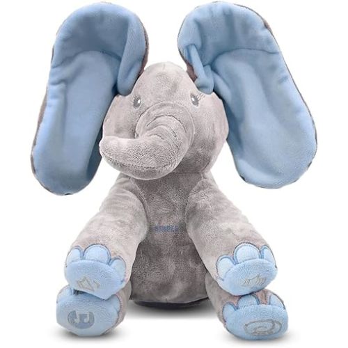 Dimple Kyle Elephant Stuffed Animal Toy - Animated Plush Blue Singing Elephant, Interactive Musical Peek-a-Boo for Babies and Kids, Perfect for Toddlers, Ages 0 and Up - Blue Elephant