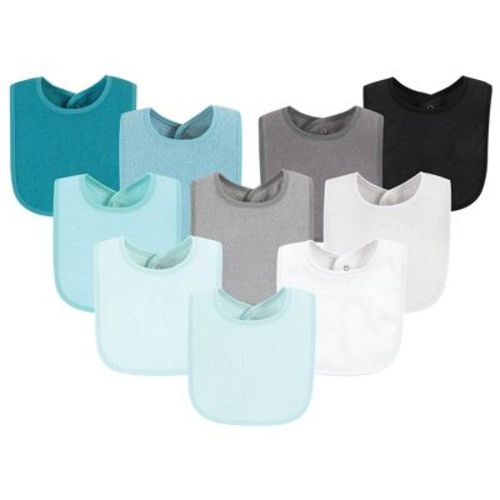 Hudson Baby Drooler Bib With Waterproof Lining, Gray Mint, One Size