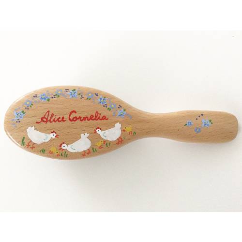 PERSONALISED HAIRBRUSH Hens & Blue Flowers design