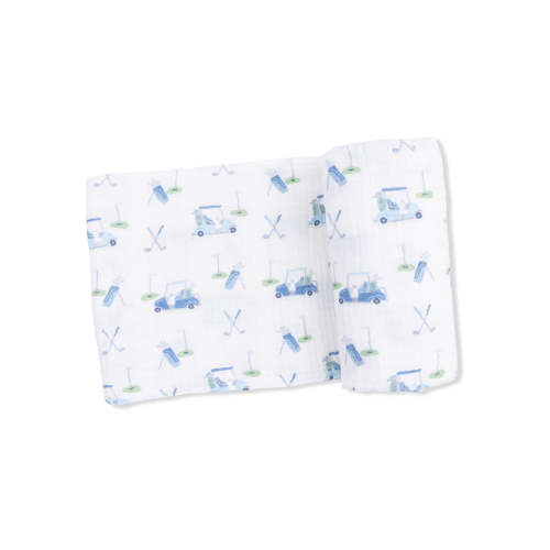 Muslin Swaddle, Baby Golf Carts Blue
