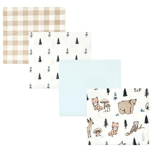 Hudson Baby Unisex Baby Cotton Flannel Receiving Blankets, Boy Woodland Pals, One Size