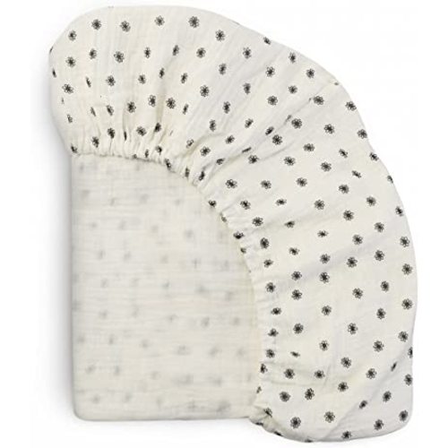 mushie Extra Soft Muslin Fitted Crib Sheet | 192 Thread Count | 28"x 52" (Black Daisy)