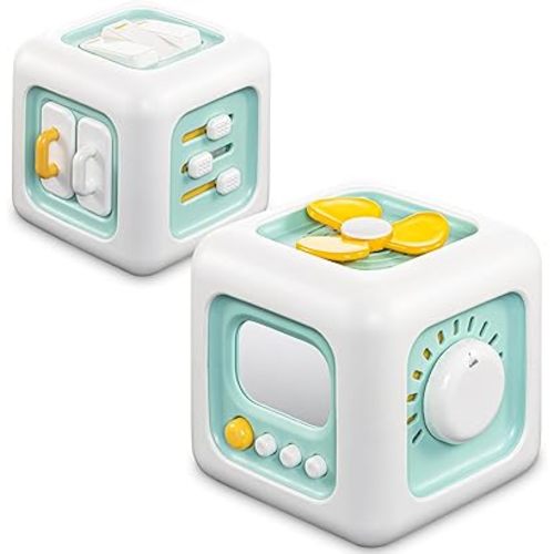 Busy Cube Toy, Sensory Toys for Toddlers 1-3, Baby Car Seat Toys 12-18 Months, Toddler Airplane Travel Toys Age 1-2, Learning Fine Motor Skills, 1st Birthday Gifts Stocking Stuffers Boy Girl
