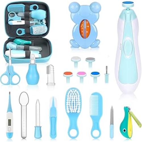 Baby Healthcare and Grooming Kit, Portable Baby Safety Care Set, Baby Essentials kit for Newborn (Blue 26 in 1)