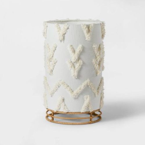 Boho Rattan Cylinder Kids' Nightlight (light Bulbs Not Included) - Pillowfort™: Chevron Pattern, Toddler Night Light Lamp