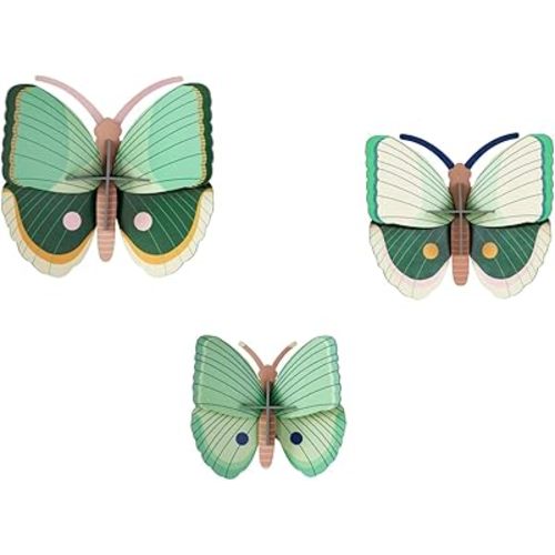 STUDIO ROOF, Wall Art Butterflies, Fern Striped Butterfly Set of 3, Eco-Friendly & Creative Gift