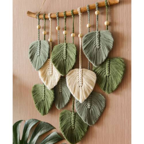 Leaves Wall Art, Macrame Wall Hanging, Mid Century Modern, Scandinavian Decor, Botanical Wall Art, Boho Monstera Albo, Monstera Leaves L02