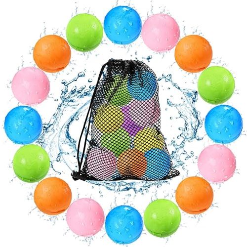 SOPPYCID Reusable Water Bomb balloons, Summer Toy Water Toy for Boys and Girls, Pool Beach Toys for Kids ages 3-12, Outdoor Activities Water Games Toys Self Sealing Water Splash Ball for Fun(16Pack)