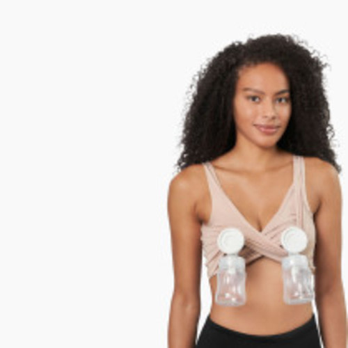 Larken X Nursing + Hands-Free Pumping Bra - Sand, S