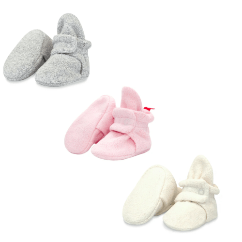 Cozie Fleece Baby Bootie 3 Pack - Heather Gray/Baby Pink/Cream – Zutano