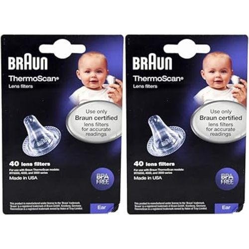 Braun Ear Thermoscan Lens Filters 80 Count (2 Packs of LF40)