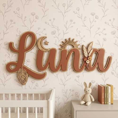 Personalized Terracotta Boho Nursery Name Sign