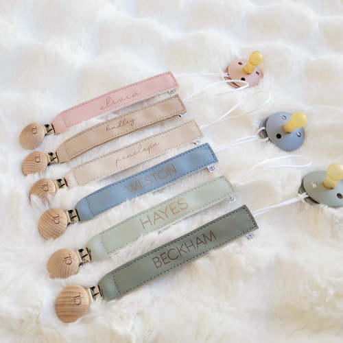 Personalized Leather Pacifier Clip | All Colors
