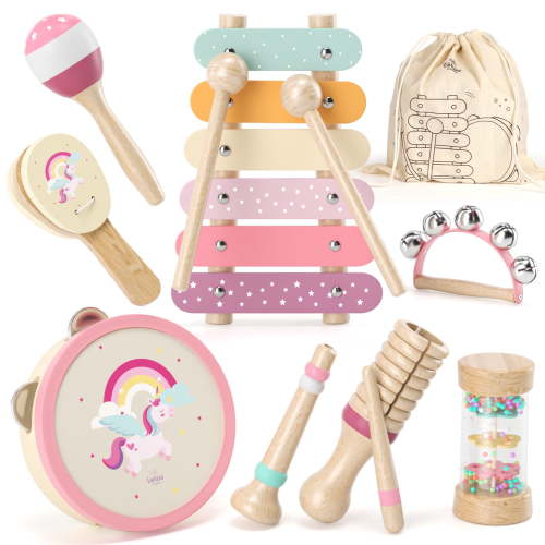 Montessori Toys for 1 Year Old, Musical Instruments for Kid, Unicorn Baby Music Toys Xylophone for 12-18 Mouth, Educational Learning Gifts for Toddlers 1 2 3 Year Old Preschool Girls with Storage Bag