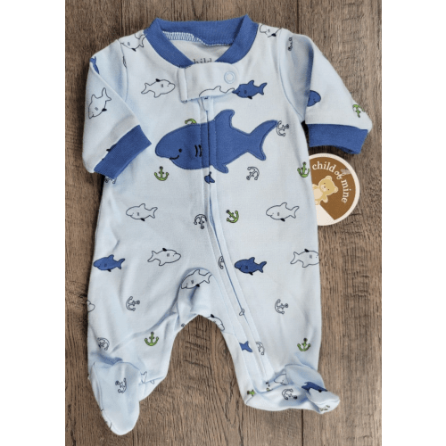 Baby Boy Clothes New Child Mine Carter&#039;s Preemie Blue Shark Outfit