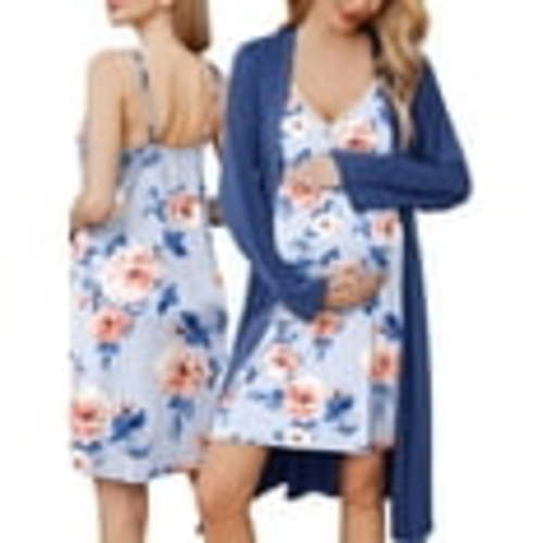 Avidlove Women Maternity Robe and Nursing Nightgown Sets for Hospitable Breastfeeding 3 in 1 Labor Delivery Nursing Dress Gown Bathrobe