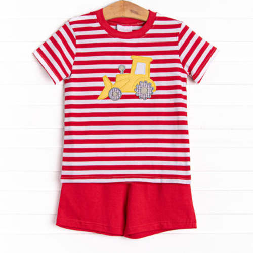 Dozin' Days Applique Short Set, Red Stripe – Stitchy Fish
