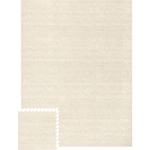 Lillefolk Baby Play Mat for Floor – 6x8ft Beige | Soft Non Toxic Premium EVA Foam Tiles for Tummy Time, Crawling & Playroom – Waterproof Interlocking Floor Mat for Babies & Toddlers (12 Tiles)