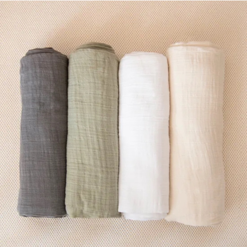 Organic Breathable Swaddle Blankets 4-Color Pack