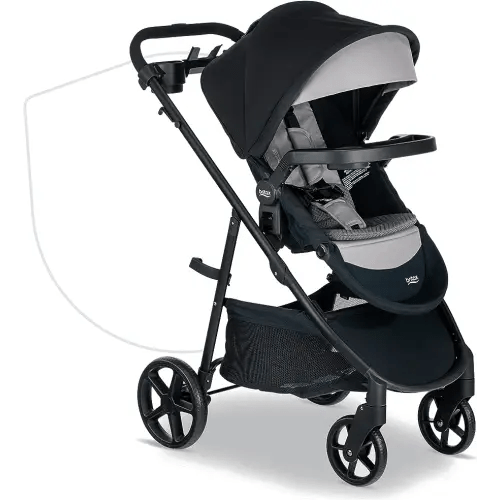 Britax Brook+ Modular Baby Stroller, Ultra-Lightweight Infant and Toddler Stroller with SafeWash Insert and 4 Ways to Stroll, Graphite Onyx