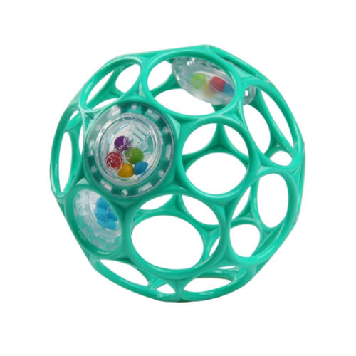Bright Starts Oball Easy-Grasp Rattle BPA-Free Infant Toy in Teal, Age Newborn and up, 4 Inches