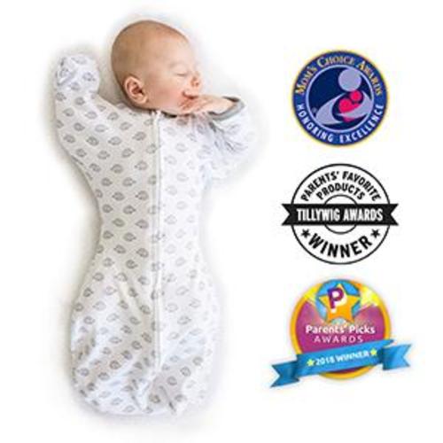 Transitional Swaddle Sack - Arms Up 1/2-Length Sleeves & Mitten Cuffs, Tiny Hedgehogs, Soft Black