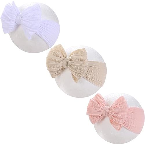 KIDOCHEESE Baby Headbands Super Stretchy Hair Bows Soft Nylon Hairbands Handmade Hair Accessories for Newborn Infant Toddlers