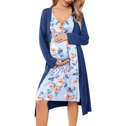 Ekouaer Maternity Nursing Gown and Robe Set Labor Delivery Nursing Nightgowns for Breastfeeding Pregnancy Clothes