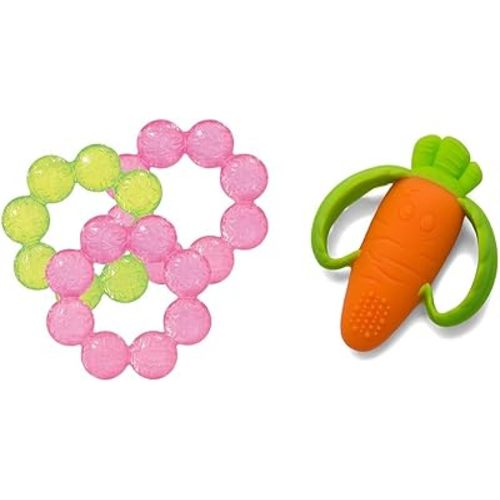 Infantino 3-Pack Water Teethers Lime/Pink + Lil' Nibbles Carrot Teether 0+ Months