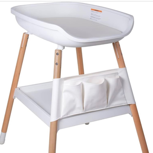 Beberoad Love Baby Changing Table – Adjustable Height Nursery Changing Station with Soft Pad, Organizer & Large Storage Shelves – Diper Table for Newborns & Infants (White)