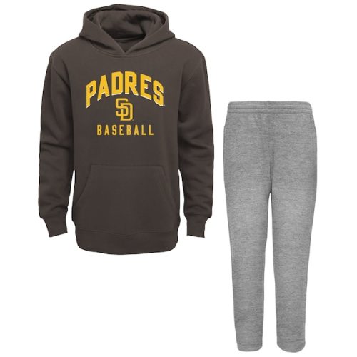 Infant San Diego Padres Brown/Heather Gray Play by Play Pullover Hoodie & Pants Set