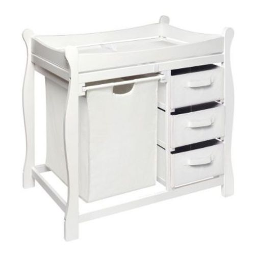 Badger Basket Changing Table With Hamper And Baskets - White