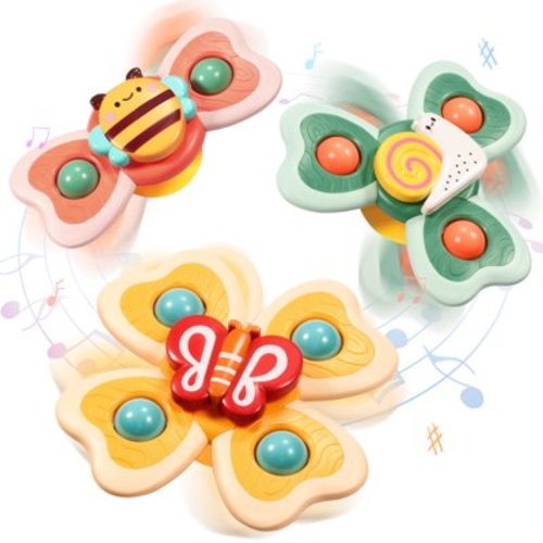 3PCS Suction Cup Spinner Toys for 1 2 Year Old Boys Spinning Toys Baby Toys 12-18 Months Sensory Toys for Toddlers 1-3 First Birthday Baby Gifts for 1 Year Old Girls