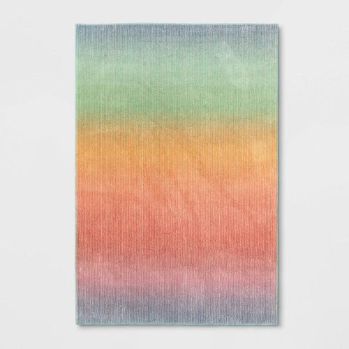 5'x7' Ombre Neon Rainbow Tufted Kids' Rug - Pillowfort™: Skid-Resistant, Modern Accent for Kids Room