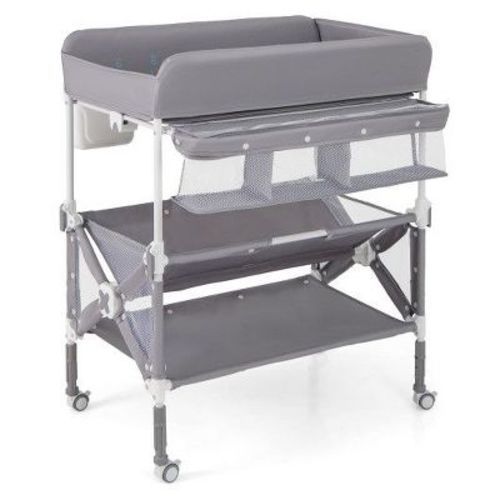 Yinvani Portable Baby Changing Table with Wheels and Large Storage Rack