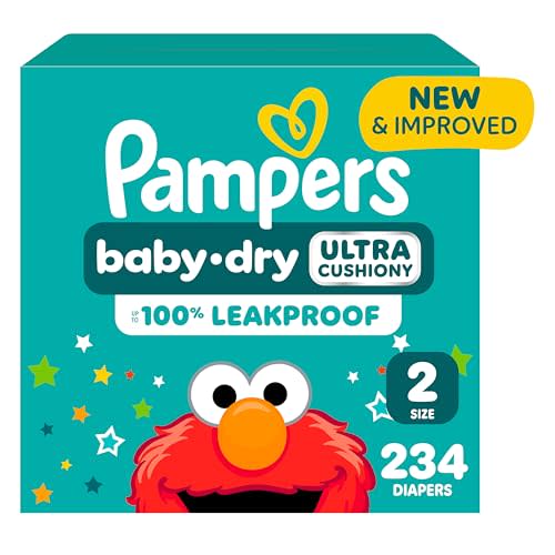 Pampers Diapers - Baby Dry - Size 2, 234 Count, Absorbent Disposable Infant Diaper (Packaging May Vary)