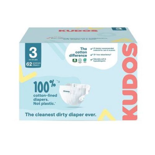 Kudos Chlorine Free Cotton-Lined Disposable Diapers - Size 3