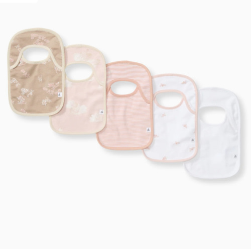Whimsical Floral Organic Cotton Baby Bibs 5 Pack
