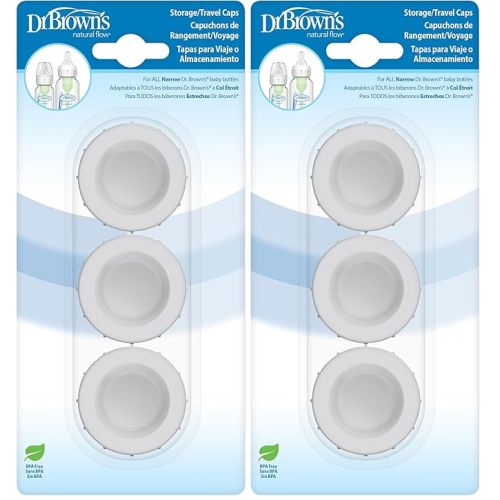 Dr. Brown's Replacement Travel Caps for Dr. Brown's Original, Options, and Options+ Baby Bottles, 3 Count (Pack of 2)