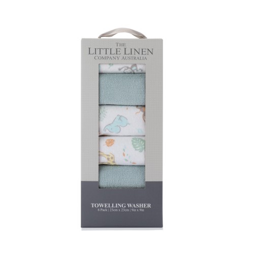 The Little Linen Co. Towelling Wash Cloth 6 Pack Savanna Giraffe