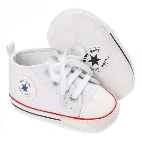 Unisex Baby Boys Girls Shoes, Newborn Infant Non-Slip Canvas Denim High Top Sneakers, Toddler First Walkers Shoes