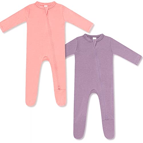 HAPIU Rayon from Bamboo Baby Footed Pajamas, 2 Way Zipper YKK, Footie for Baby Boy Girls, Newborn-24 Months