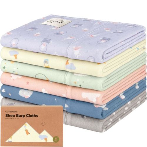 6pk Shea Baby Burp Cloths for Baby Boys and Girls, Organic Burping Cloths for Babies, Newborn (Sweet Charm)