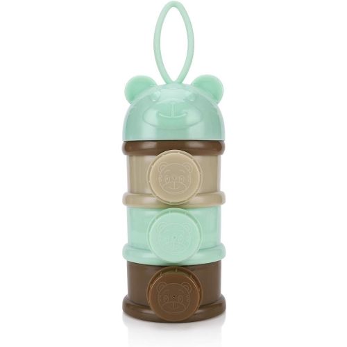 Accmor 3 Layers Baby Milk Powder Formula Dispenser On The Go, Formula Container for Travel, Non-Spill Stackable Baby Snack Storage Container with Handle,BPA Free,Green